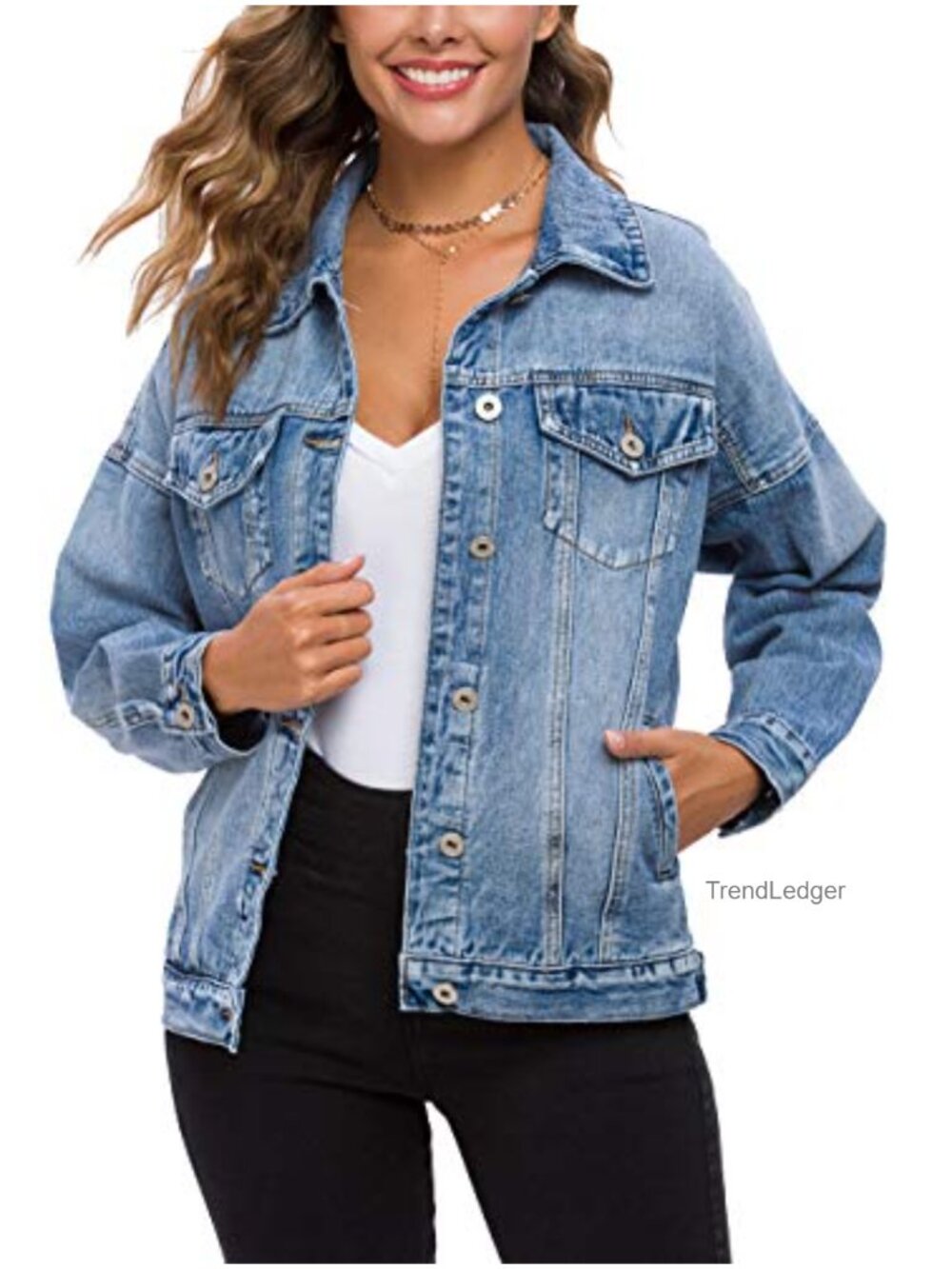 Oversize Vintage Washed Denim Jacket Long Sleeve Loose Trucker